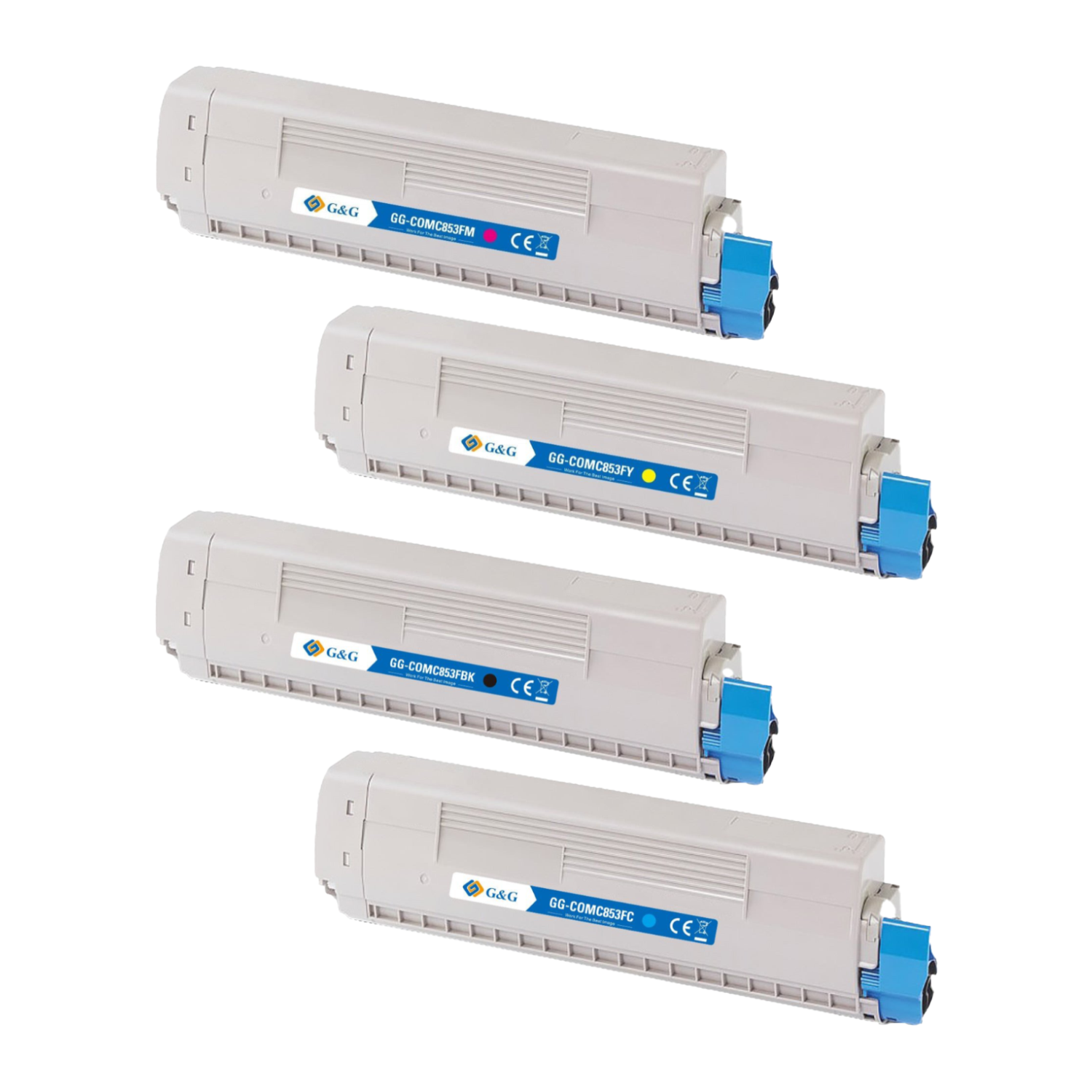 OKI MC853 KCMY, 4-färgs bläckpatronset, tillbehör, garanti 3 år