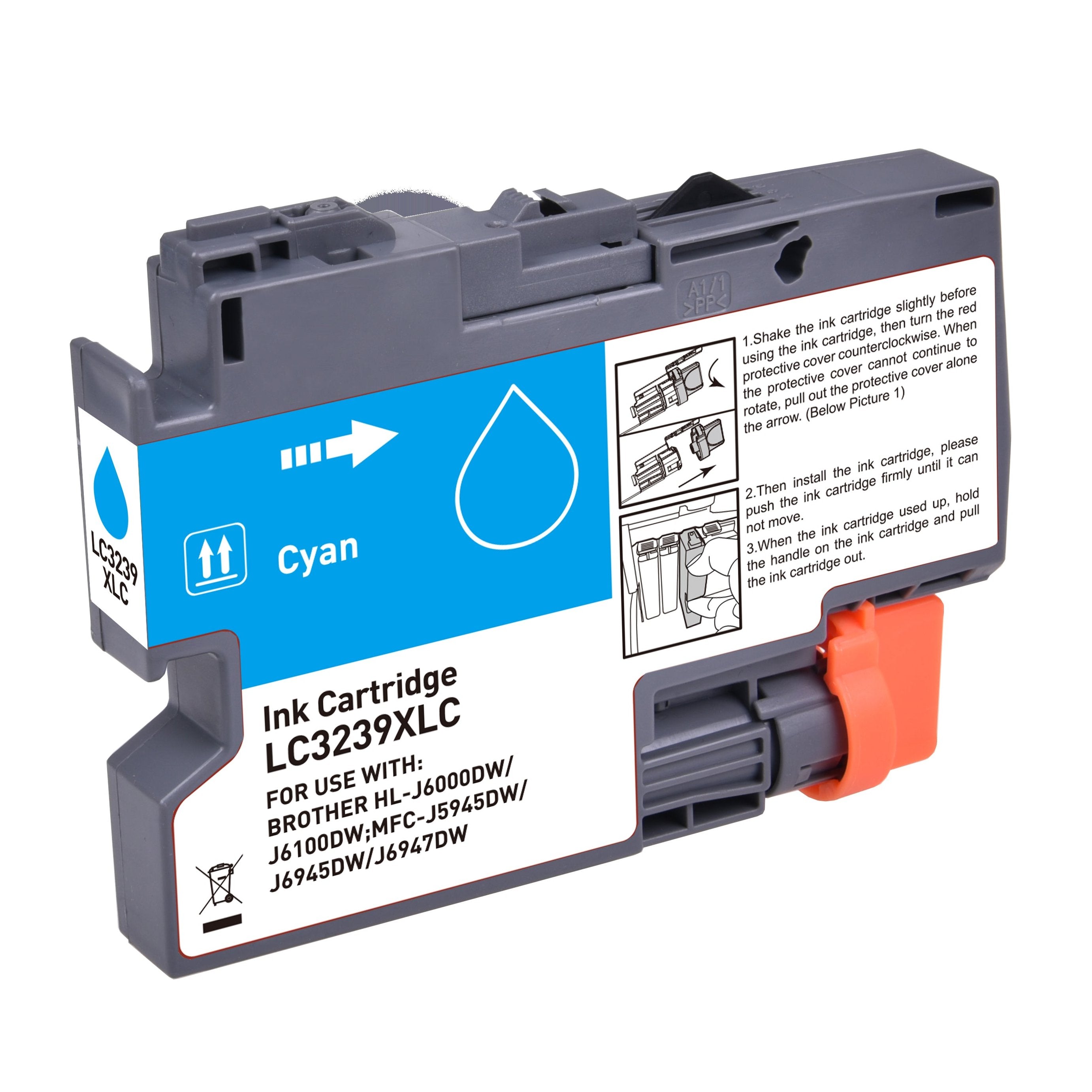 Brother LC-3239XLC ink cartridge, supply 5000 Cyan, Warranty 3 years.